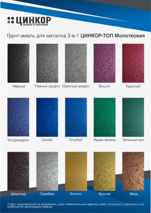 Цинкор-Топ Молотковая - грунт-эмаль по металлу